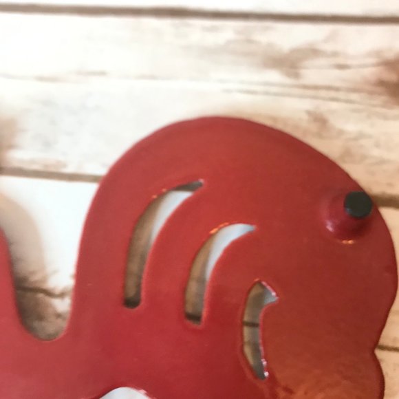 Red Enamel Cast Iron Rooster Trivet - Picture 4 of 7